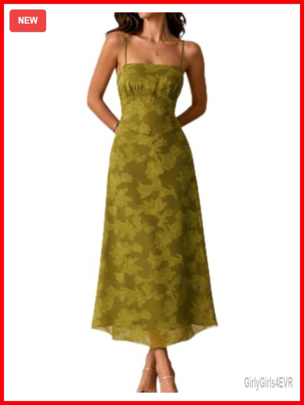 Spaghetti Strap Maxi A-Line Formal Tie Back Layered Dress